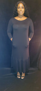 Ruffle My Feather dress - Misses (BLK) / Curvy ( Heather Grey)