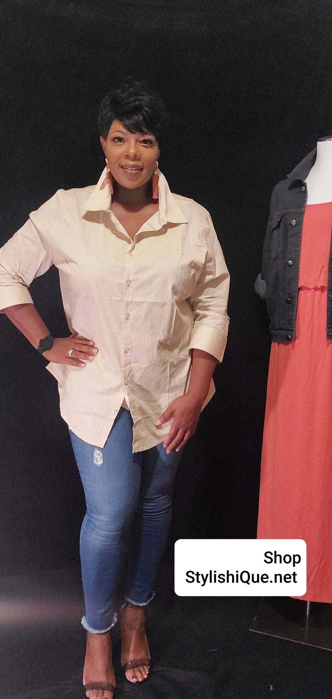 Desert Sand Button Down ( Curvy)
